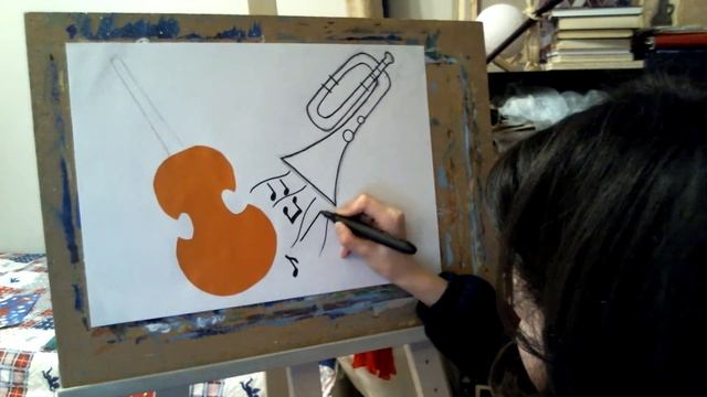 Рисуем, вырезаем и клеим музыкальные инструменты с детьми 5 лет и старше (скрипка и труба) смотреть онлайн