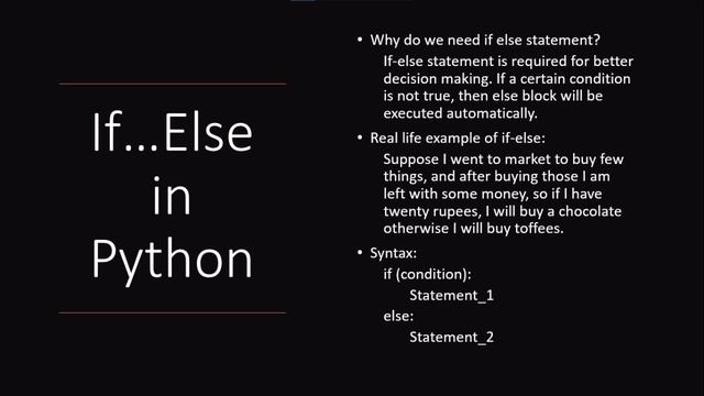 If....Else Statement || Conditional Statements in python || Part - 2 смотреть онлайн