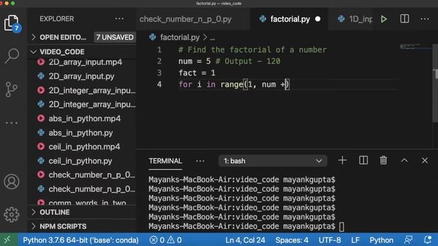 Code 32: Factorial program in Python | 365 days of Code смотреть онлайн