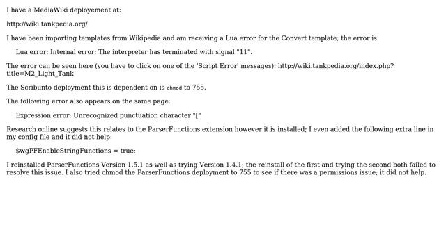 MediaWiki Error: Lua error: Internal error: The interpreter has terminated with signal "11" смотреть онлайн