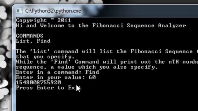 Fibonacci Sequencing Program Written in Python 3 смотреть онлайн