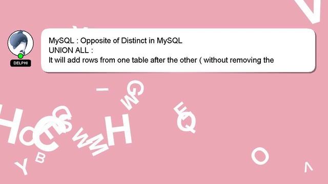 MySQL : Opposite of Distinct in MySQL смотреть онлайн