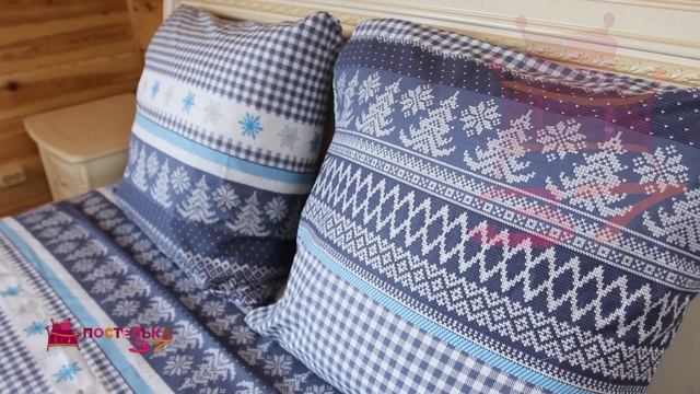 Постельное белье из перкаля "Лапландия" (голубой) смотреть онлайн