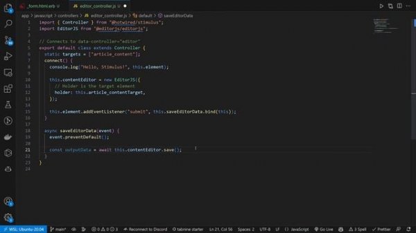 Editor.js in Ruby on Rails 7 with Stimulus!