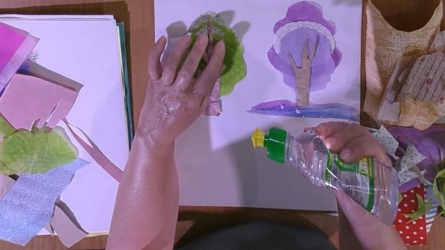 Аппликация из разных видов бумаги