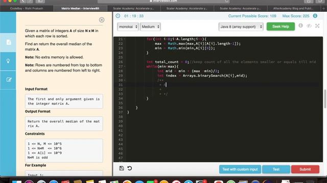 Find Median of a Matrix with sorted rows - InterviewBit | CodeBay | Top Coding Interview Questions смотреть онлайн