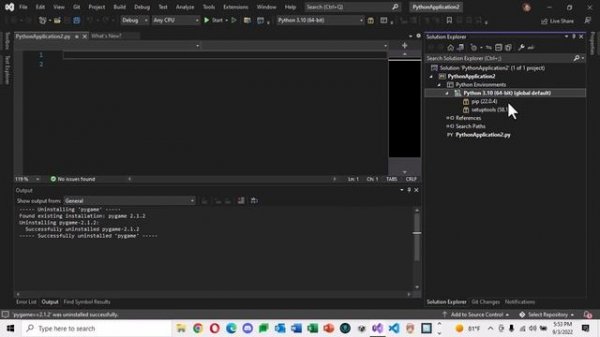 Installing Python and Pygame in Visual Studio 2022