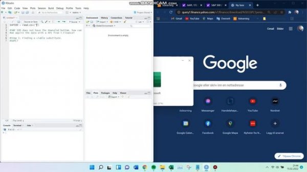 How to download S&P 500 (^GSPC) data from yahoo finance. Excel/CSV and R