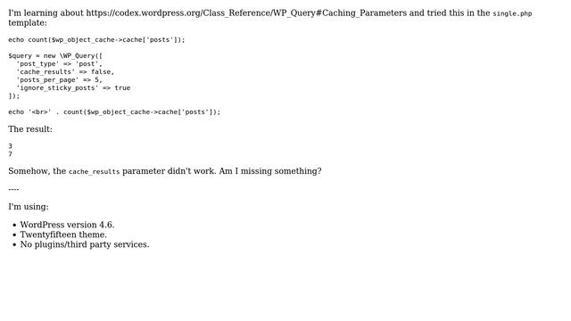 Wordpress: How to prevent queried posts from being added to cache? смотреть онлайн