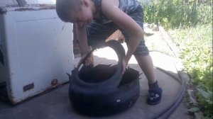 как сделать клумбу-лебедь из покрышки