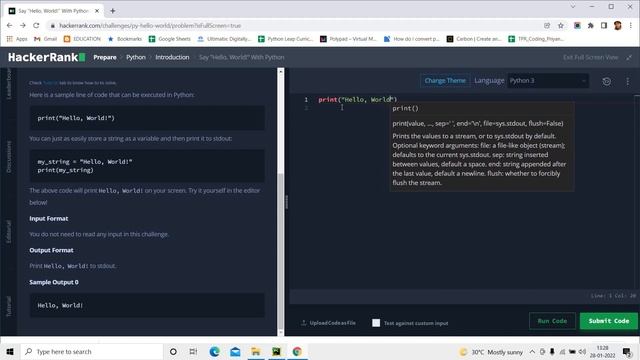 Say "Hello, World!" With Python | HackerRank-1 | Pythonista_Geek | CodeWithMe | Shravanthi смотреть онлайн