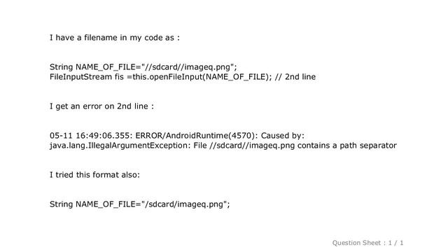 Android : java.lang.IllegalArgumentException: contains a path separator смотреть онлайн