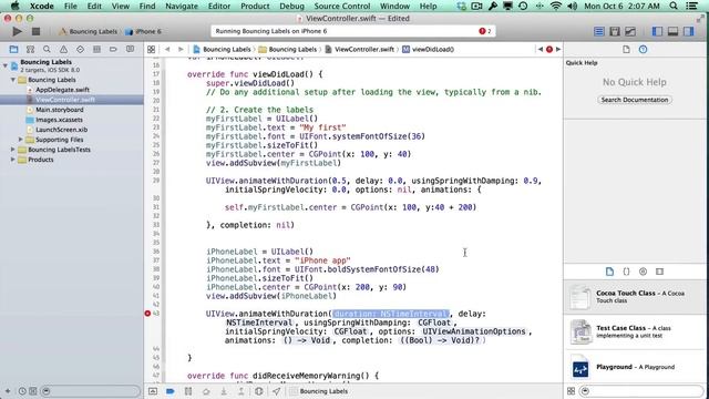 Swift 1.4 Tutorial - Animate Text Labels using Spring Physics смотреть онлайн