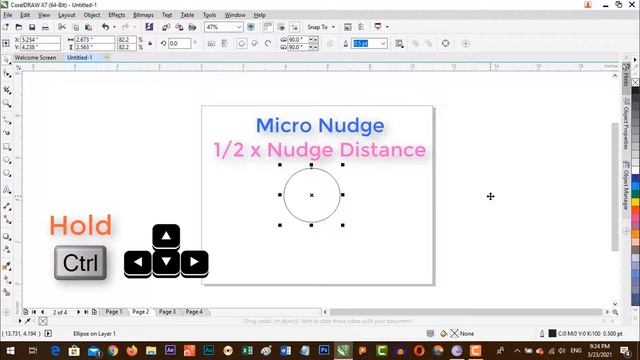 Nudge Value and Nudge Distance - Corel Draw X7/X9 - Tutorial 28 - Short Videos смотреть онлайн