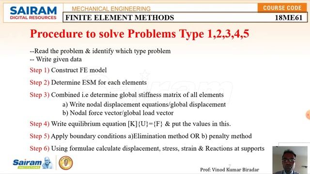 Lecture Video 2_18ME61_Module 2_Stiffness matrix ,properties & Problem on constant bar_Vinod Birada смотреть онлайн