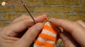 Смена нити при круговом вязании спицами. Первый способ. Идеальные полоски спицами