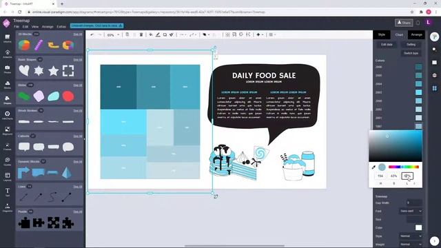 Make an Daily Food Sale Infographc Card with Treemap Data Visualization смотреть онлайн