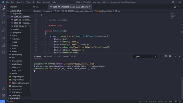 Building a Laravel 8 CRUD Web Application - 05 - Product table migration смотреть онлайн