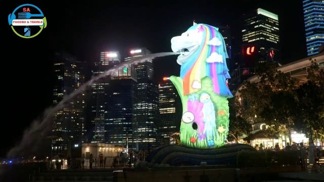 Merlion the Statue of Mermaid Lion-Marina Bay Sands Singapore|| Mermaid lion Night View || смотреть онлайн