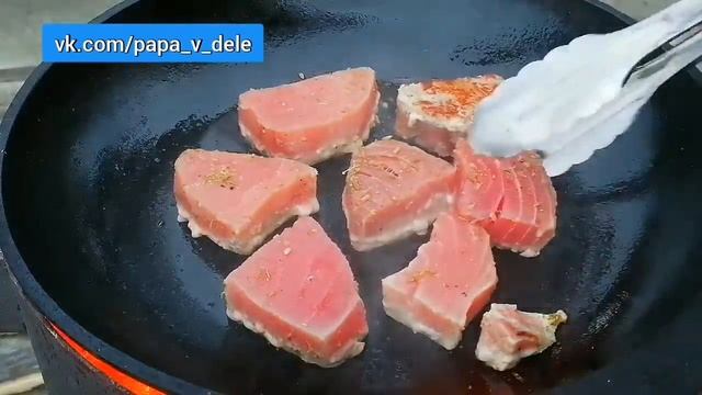 Жареный тунец. как приготовить тунца. | ПАПИНА КУХНЯ смотреть онлайн