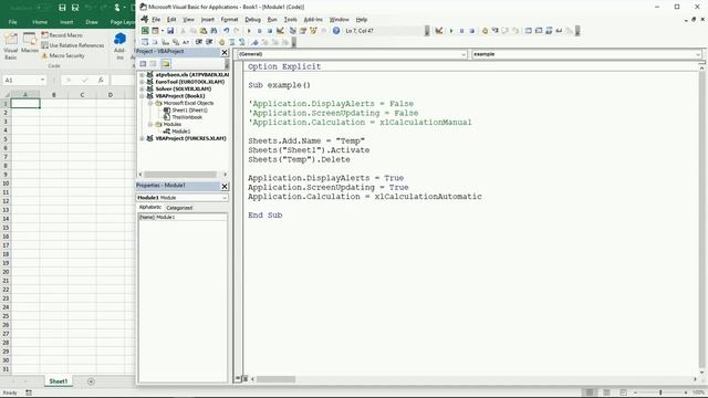 41 ENG VBA Excel Speed up the code execution by disabling some options while the code is running смотреть онлайн