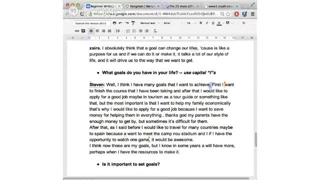 Beg/Int Writing (Paragraphs about Goals) смотреть онлайн