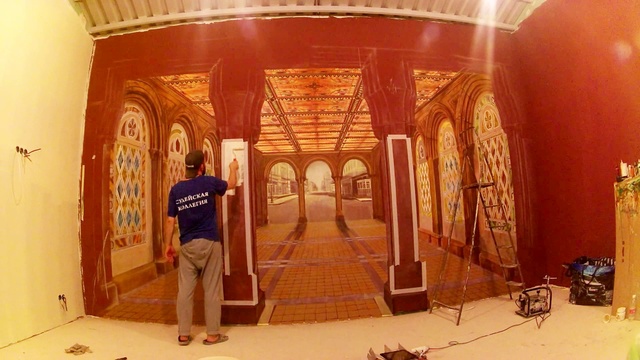 роспись стен.аэрография процесс и результат.перспектива комнаты смотреть онлайн