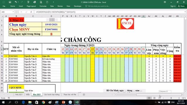 BẢNG CHẤM CÔNG - I LOVE EXCEL ! смотреть онлайн