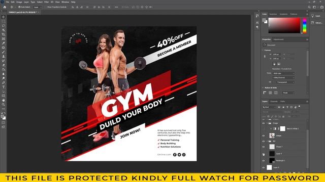 Gym Fitness Social Media Post Flyer Template In Photoshop PSD File | Tutorial смотреть онлайн