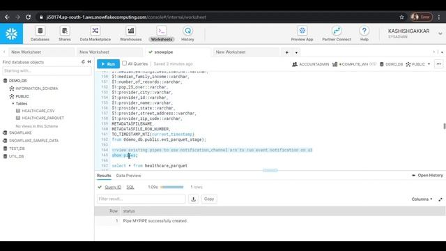 Load PARQUET Data from s3 using Snowpipe смотреть онлайн