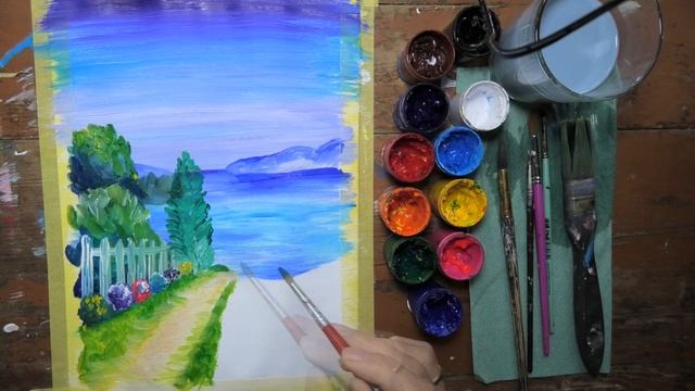 Рисуем Дорогу МЕЧТЫ к МОРЮ. Простые УРОКИ РИСОВАНИЯ смотреть онлайн