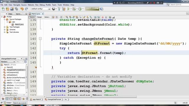 Java Swing Netbeans IDE GUI Tutorial - 16 - Change Date Format Using SimpleDateFormat Class - Hindi смотреть онлайн