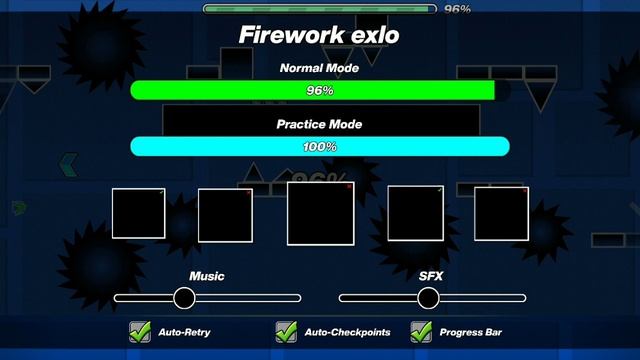 Я почти прошёл облегченный Firework в Geometry Dash:(