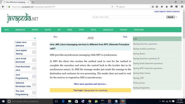 How JMS (Java messaging service) is different from RPC (Remote Procedure call)?
| javapedia.net смотреть онлайн
