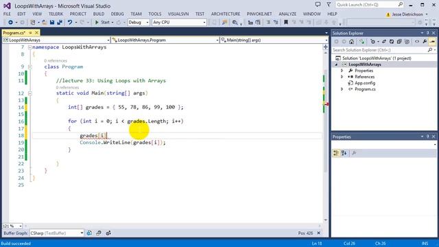 Learn C# for beginners: 33 - Using Loops with Arrays смотреть онлайн