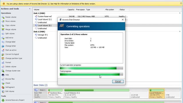 Acronis Disk Director - Move Partition And Extend The Volume C: