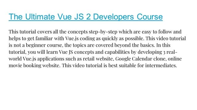 Top 10 best Vue JS video tutorials смотреть онлайн