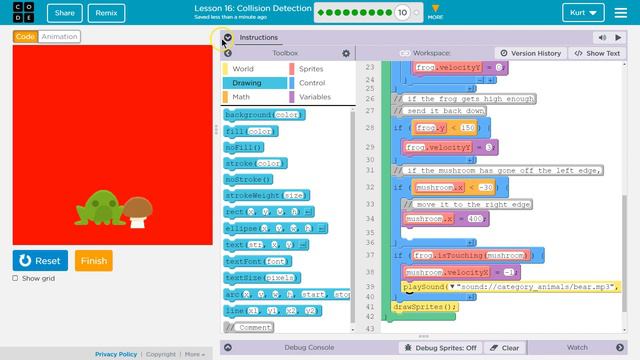 Collision Detection Lesson 16 Part 10 Code.org CS Discoveries Tutorial with Answers смотреть онлайн