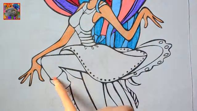 Fairy drawing step by step. Coloring book for children. Раскраски для детей. Фея смотреть онлайн