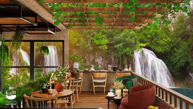 Happy Summer & Sweet Jazz at Outdoor Coffee Shop Ambience for Good Mood смотреть онлайн
