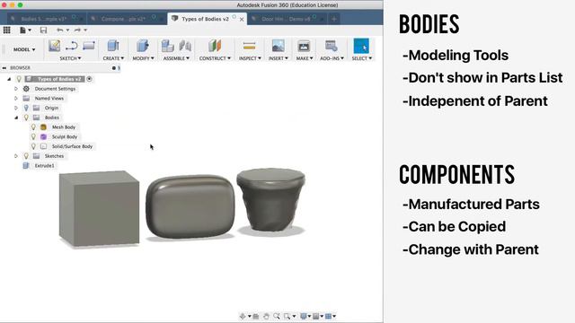 Bodies vs Components in Fusion 360 Explained - Learn Autodesk Fusion 360 in 30 Days: Day #13 смотреть онлайн
