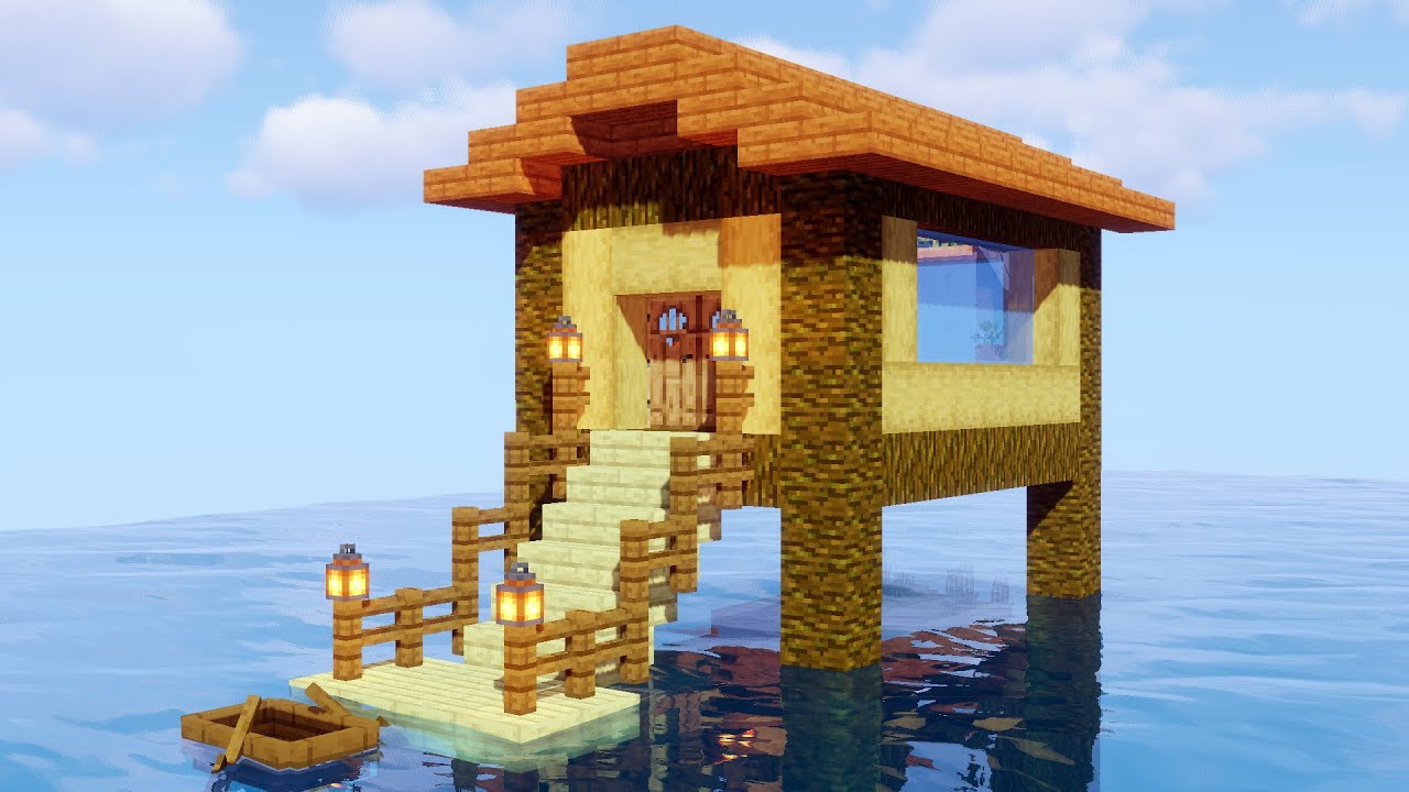 КАК ПОСТРОИТЬ СТАРТОВЫЙ ДОМ НА ВОДЕ В МАЙНКРАФТ! смотреть онлайн