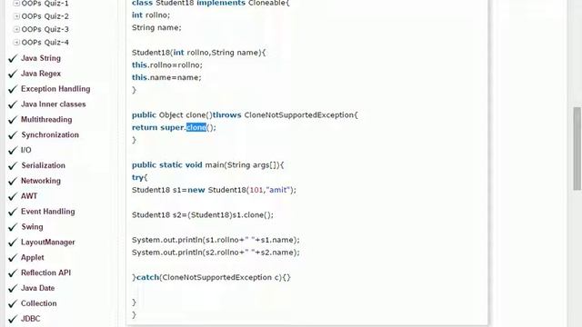 Object Clone-ing in JAVA смотреть онлайн
