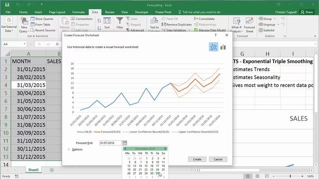 FORECAST.LINEAR & FORECAST.ETS Functions in Excel 2016 смотреть онлайн