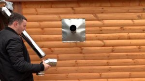 Установка трубы в бане и первая протопка