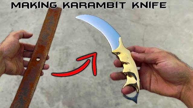 Turning Leaf Spring Into Sharp KARAMBIT KNIFE