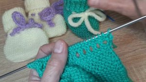 Очень Простые Пинетки для Новорожденных Спицами | Пошагово | Видео