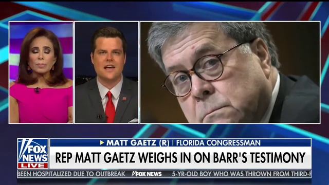 Gaetz Weighs in on Barr Testimony with Judge Jeanine смотреть онлайн