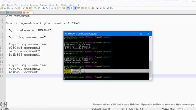 HOW TO SQUASH MULTIPLE COMMITS GIT DEMO смотреть онлайн