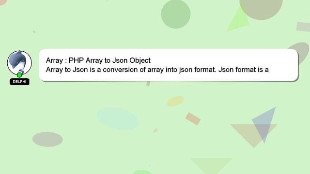 Array : PHP Array to Json Object смотреть онлайн